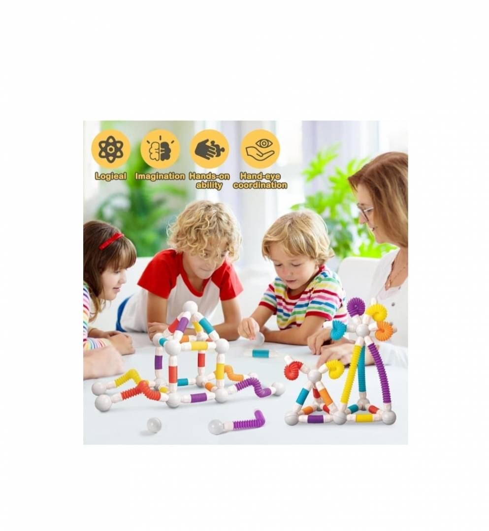 Set de constructie 3D, magnetic, flexibil, 38 piese, 3 ani+
