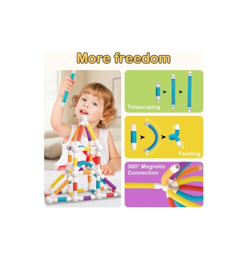 Set de constructie 3D, magnetic, flexibil, 38 piese, 3 ani+