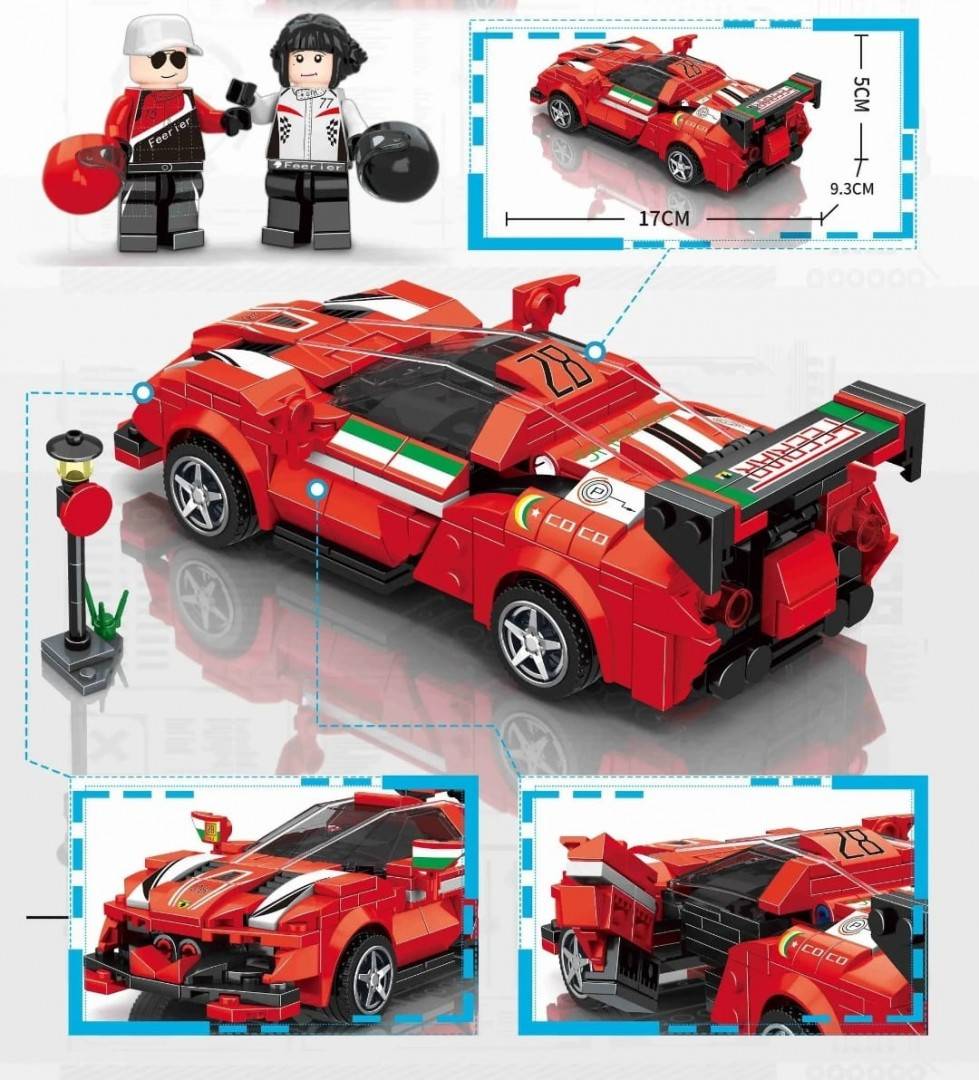  Set de constructie, Transform, Masinuta si Robot, 2 in 1, rosu, 420 piese