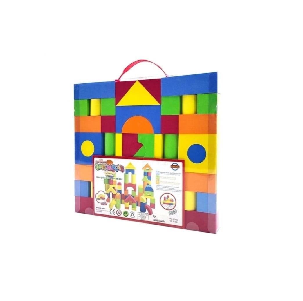  Set de construit, 76 Cuburi forme geometrice din burete, multicolor, 3 ani+