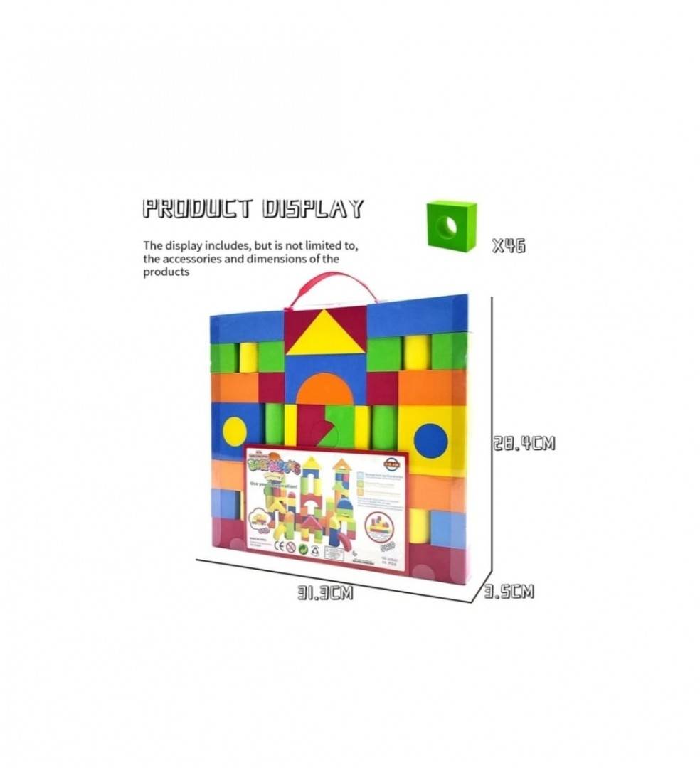  Set de construit, 76 Cuburi forme geometrice din burete, multicolor, 3 ani+