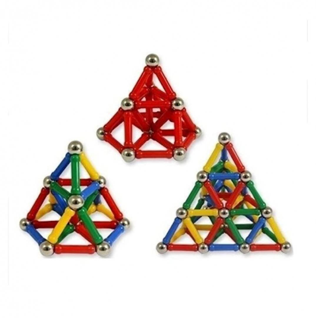 Set Inteligent de Constructie Magnetic, educativ si creativ, numeroase posibilitati de construit creativ, 74  piese, multicolor