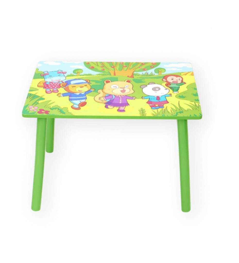 Set Masuta cu 2 scaune pentru copii, Animale din Jungla, verde, 1 an+