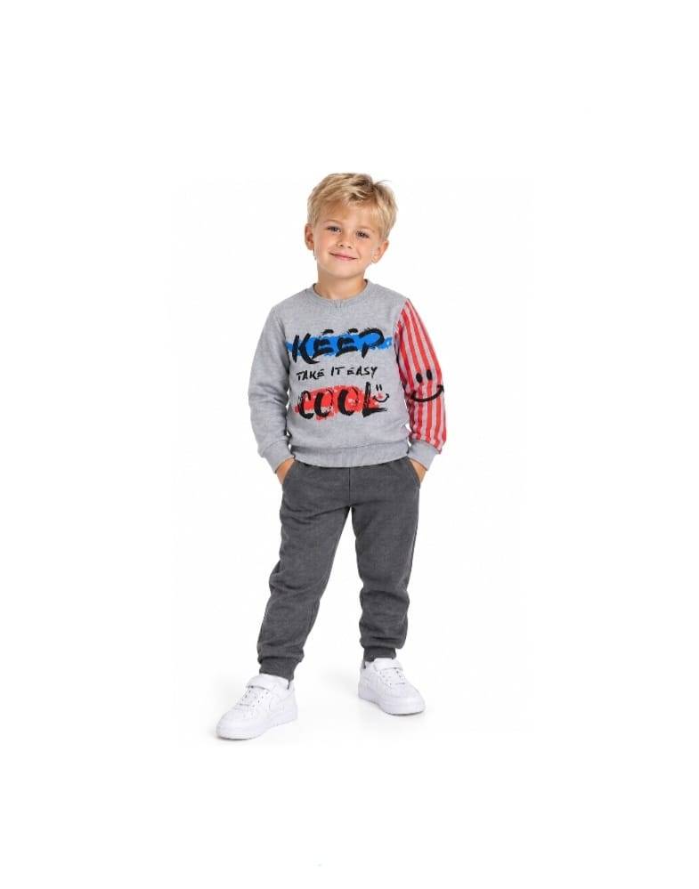 Set trening pentru copii, bluză cu mânecă lungă și pantaloni, gri, marimea 6 ani - 10 ani