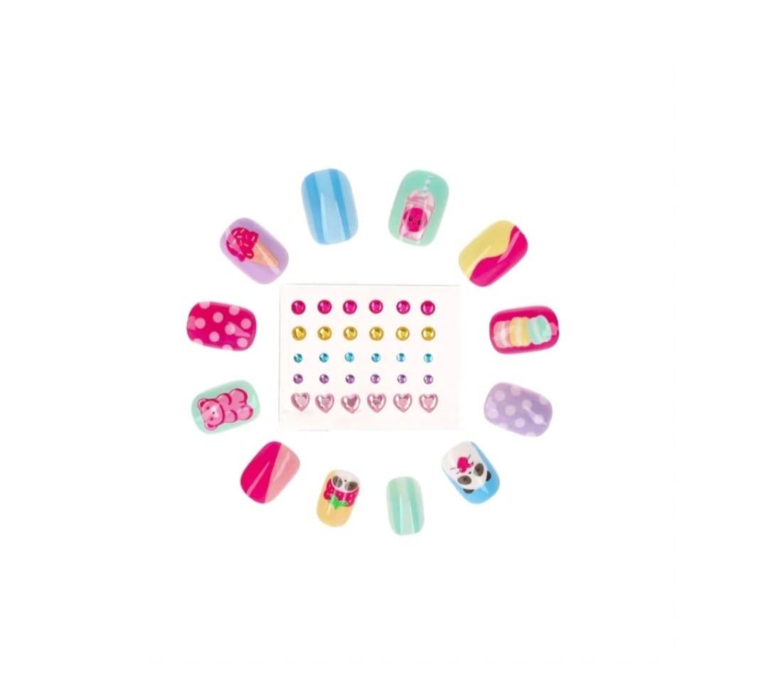 Set Unghii False pentru Copii, Strasuri, Top Model, BEAUTY&ME, multicolor, 5ani+