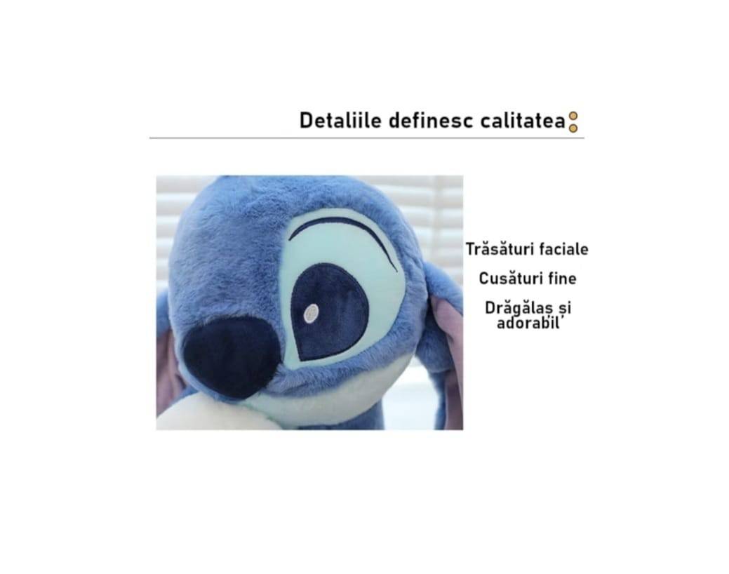 Stitch de plus, cu ratusca, albastru/multicolor, 40 cm