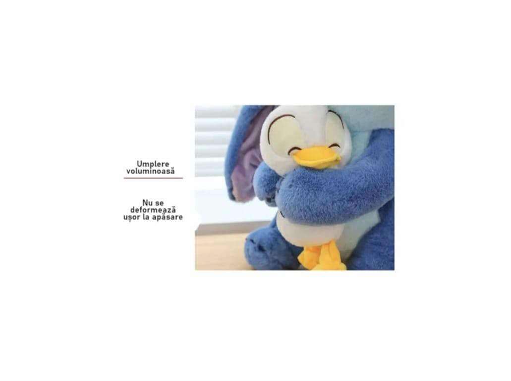 Stitch de plus, cu ratusca, albastru/multicolor, 40 cm