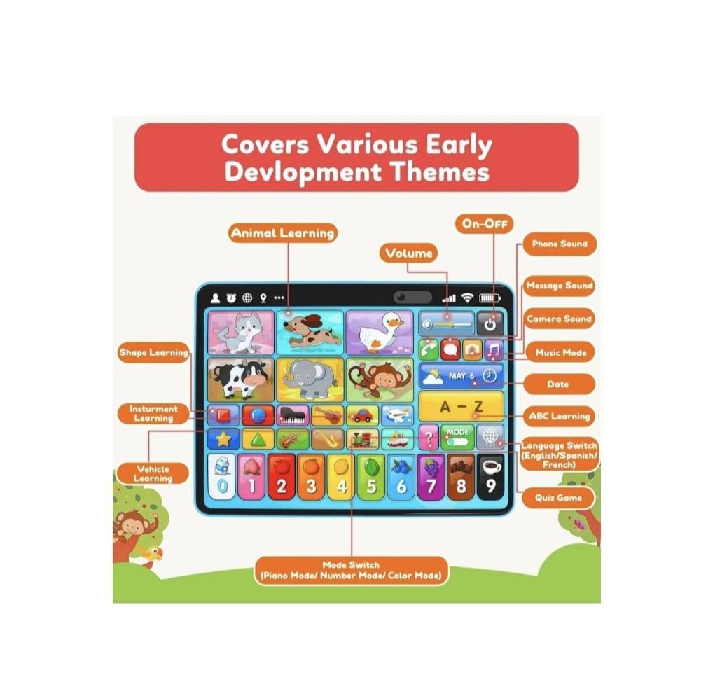 Tableta interactiva de jucarie pentru copii , Fivestar, touchscreen, multicolor, 3 ani+