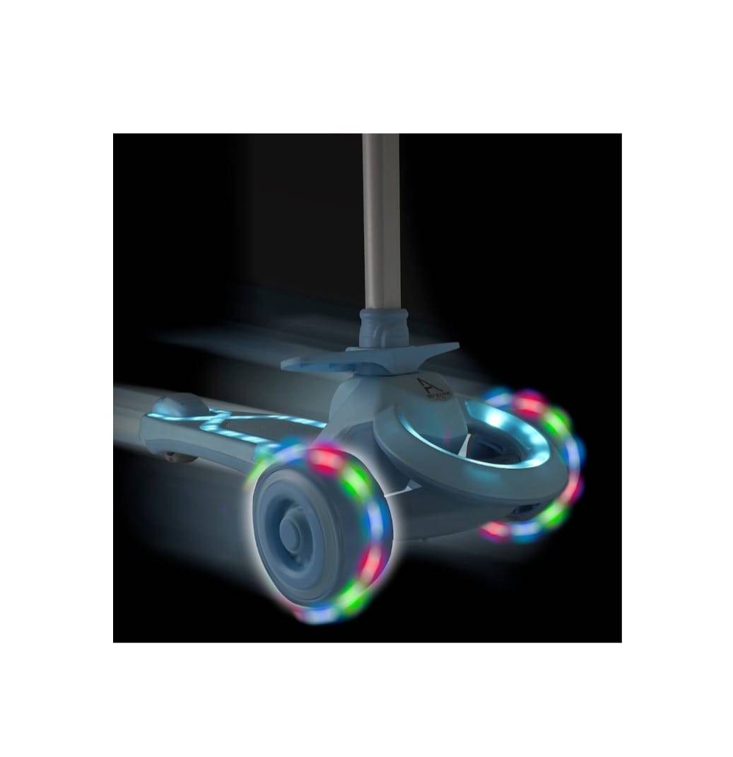 Trotineta pentru copii, 7 in 1 cu scaun, protectii laterale, maner de impins, limina frontala, roti luminoase si ghidon reglabil, blue, 1 an+
