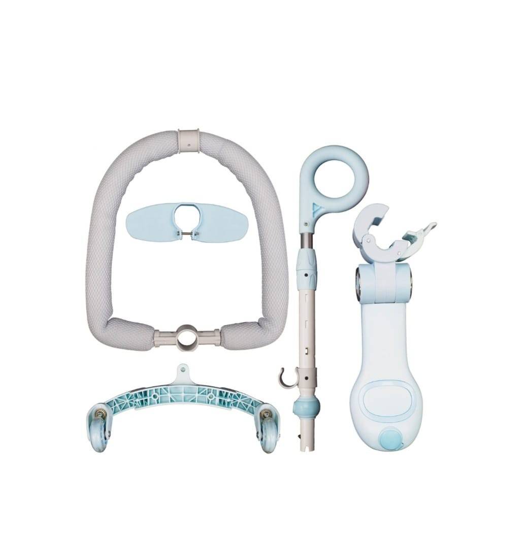 Trotineta pentru copii, 7 in 1 cu scaun, protectii laterale, maner de impins, limina frontala, roti luminoase si ghidon reglabil, blue, 1 an+