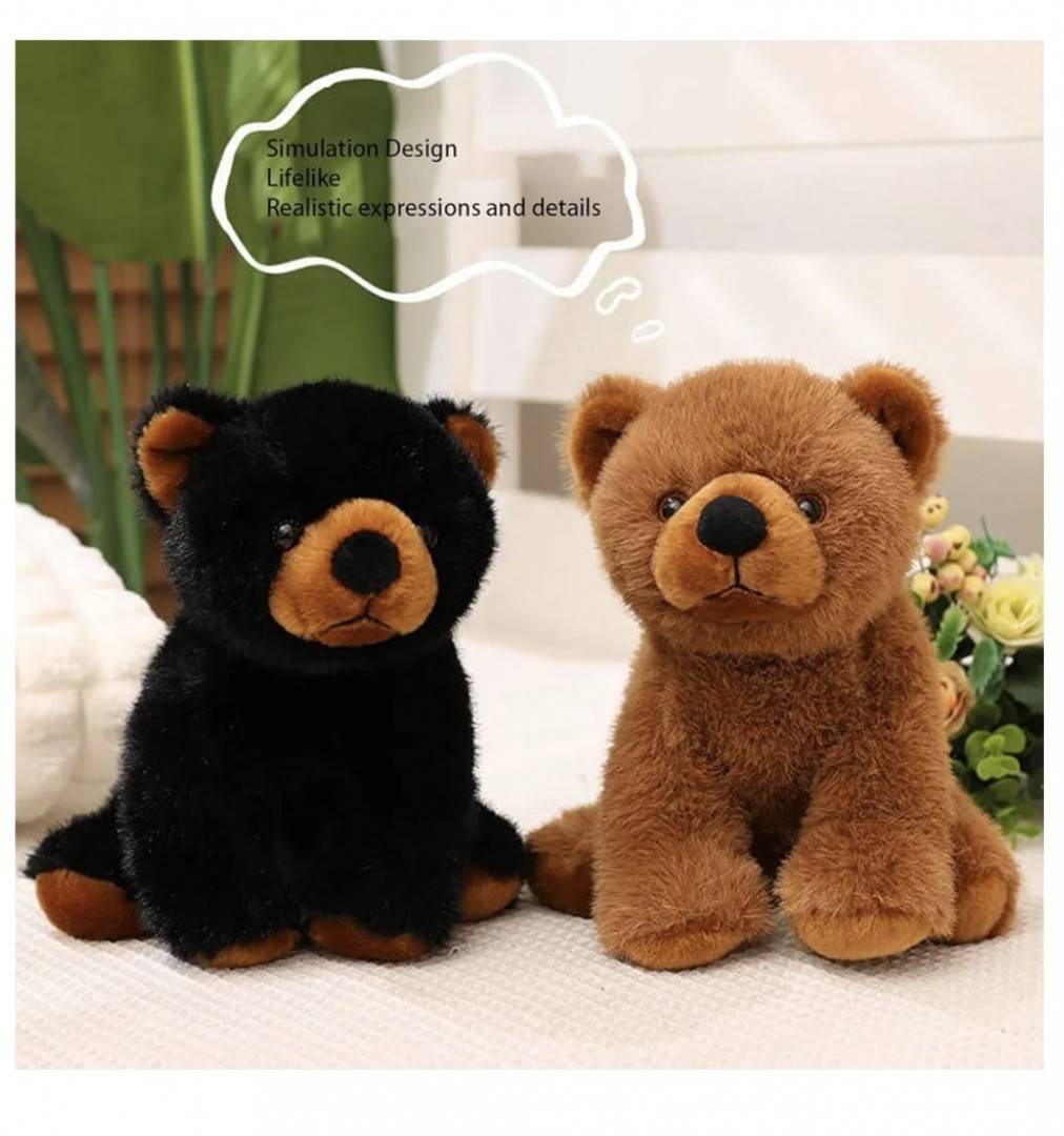 Ursulet de plus, realist, MASHASHOP, negru/maro, 25 cm