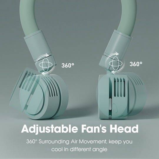 Ventilator Portabil Pentru Gât Design Ergonomic 360° Alimentare USB Sistem Hands-Free Motor Silențios Răcire Personală Utilizare Interior Exterior