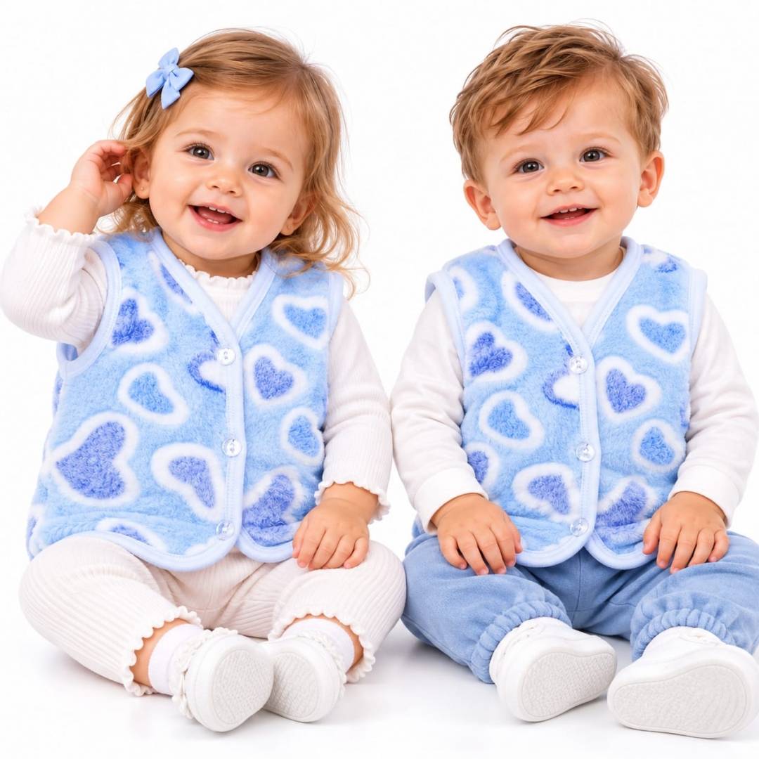Vestă baby Cocolino pentru copii, model cu dungi, moale și călduroasă, blue/alb, 0 luni - 36 luni