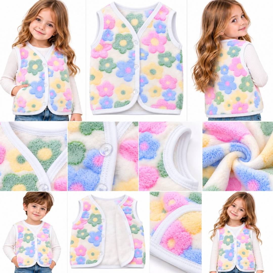Vestă baby Cocolino pentru copii, model cu floricele, moale și călduroasă, multicolor, 0 luni - 36 luni