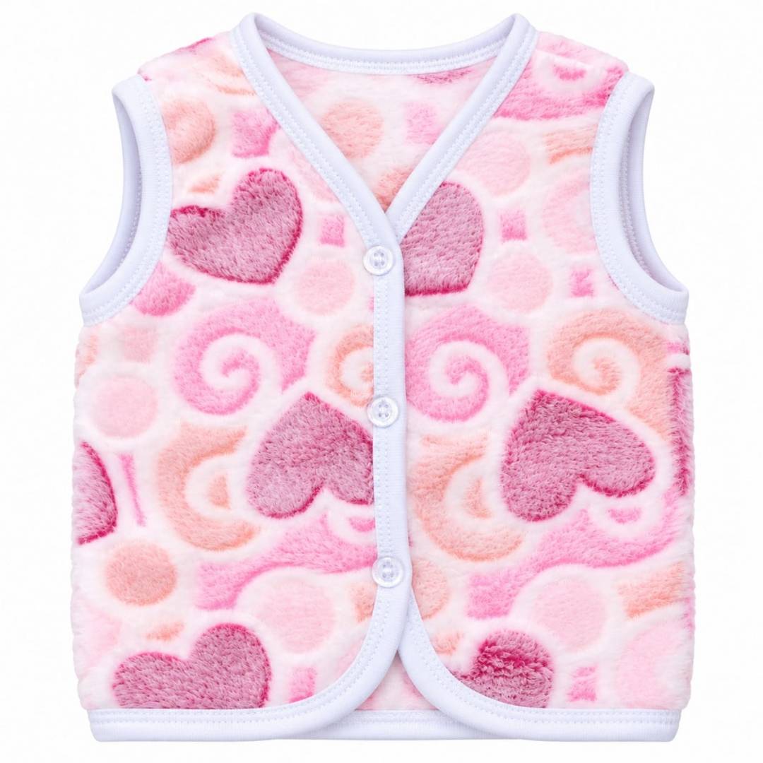 Vestă baby Cocolino pentru copii, model cu inimioare, moale și călduroasă, roz/alb, 0 luni - 36 luni