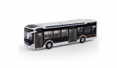 Autobuz metalic, Urban , electric, usi mobile, scara 1:42, lumini si sunete, alb/multicolor, 29 cm