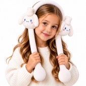 Bentita cu urechi miscatoare pufoasa, Kawaii Kuromi, alb, 3 ani - 8 ani