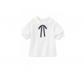 Bluza eleganta scoala, pentru fete, guler rotund si fundita, alb, 5 ani - 11 ani