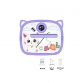 Camera Foto pentru copii, model Pisica, imprimare instant, USB-C, 35 de capturi, imagistica termica 20MP, mov