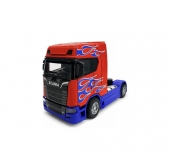Camion metalic, tip Scania T770S, scara 1:32, cabina rebatabila, lumini si sunete, multicolor, 13 cm
