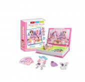 Carte magnetica Imbraca fetita, Princess, puzzle magnetic, roz, 3 ani+