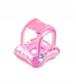 Colac gonflabil bebe, protectie solara, parasolar, roz, 60 cm