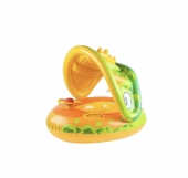 Colac multifunctional, model Dino, cu parasolar si volan, tip barcuta, multicolor, 6 luni-3 ani