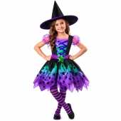 Costum de vrajitoare cu palarie, pentru fetite, multicolor, 3 ani - 8 ani