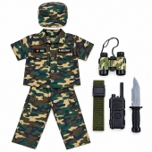 Costum pentru baieti, Model Soldat, cu accesorii, multicolor, marimea 4 ani - 9 ani