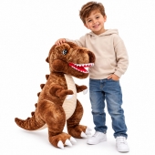 Dinozaur de Plus T-Rex, moale și pufos, maro, 70 cm