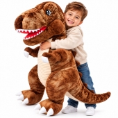 Dinozaur de Plus T-Rex, moale și pufos, maro, 95 cm