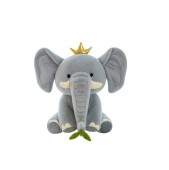 Elefant din plus cu coroana, pentru copii, gri, 27 cm, 2 ani+