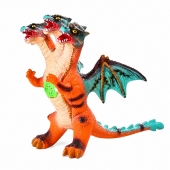 Figurina Dragon tip Dinozaur, cu 3 capete, sunete, multicolor, 50 cm, 3 ani+