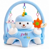 Fotoliu bebe 3D, Oita, cu arcada si jucarii, multicolor, 55 cm, 9 luni+