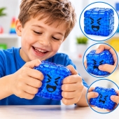 Jucarie antistres squishy, Nice Cube, Minecraft, albastru, 5.5 cm