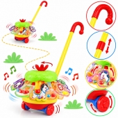 Jucarie de impins, Carusel cu caluti, sunete, multicolor, 18 luni+