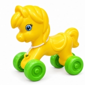 Jucarie de tras pentru copii, Calut, galben, 24 cm, 1 an+
