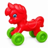 Jucarie de tras pentru copii, Calut, rosu, 24 cm, 1 an+
