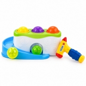 Jucarie interactiva bebelusi, Ciocanul cu Bile, sunete, multicolor, 24 cm, 2 ani+