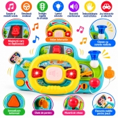 jucarie interactiva copii, Volan cu activitati, sunete si lumini, multicolor, 18 luni+