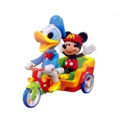 Jucarie interactiva muzicala, Donald si Mickey pe tricicleta, multicolor, 21 cm