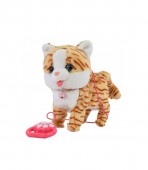 Jucarie interactiva, Pisicuta cu lesa, MASHASHOP, merge, sunet, miauna, roscat, 30 cm