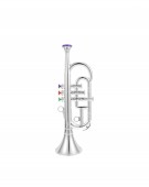 Jucarie muzicala Trompeta de suflat, 4 clape, argintiu, 35 cm