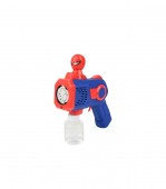 Jucarie Pistol de facut baloane de sapun, model Spiderman, rosu/albastru, 18.5 cm