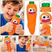 Jucarie senzoriala, Crunchy Squishy, Morcov squishy, antistres, 1 buc, portocaliu, 8 cm