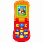 Jucarie Telefon interactiv cu clapeta , cu sunete , rosu , 16 cm, 12 luni+