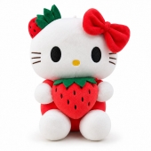 Jucărie de pluș Hello Kitty cu căpșunică, model drăgălaș pentru copii, rosu/alb, 28 cm