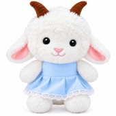 Jucărie de pluș pentru copii, Căpriță/Oiță cu rochiță albastru deschis, 32 cm