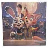 Kit de pictura cu diamant, Nick si Judy, Zootopia, 5D, 19 x 19 cm, multicolor, 5 ani+
