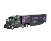 Macheta mecanica,Tir Tesla, container, leduri si sunete, scala 1/43, negru, 35 cm